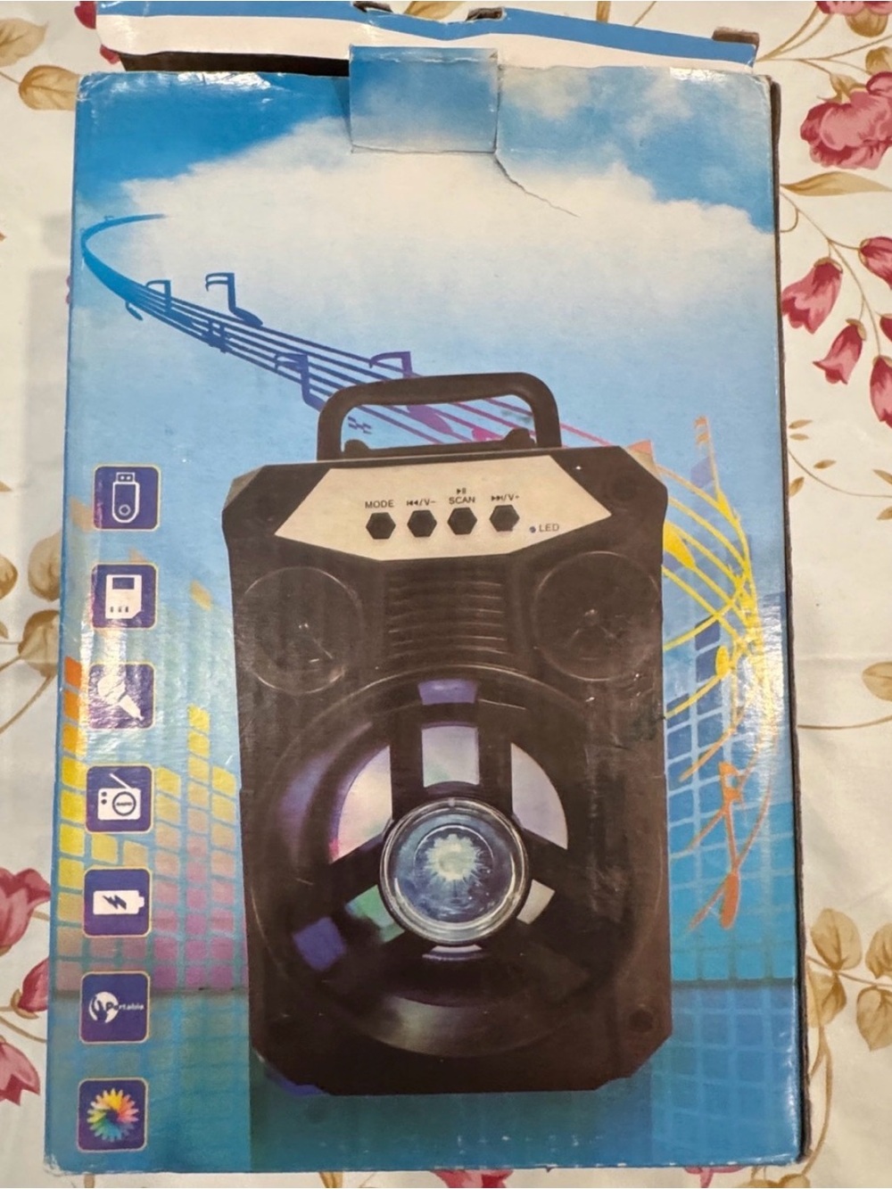 Portable Black Bluetooth Speaker with LED Light
